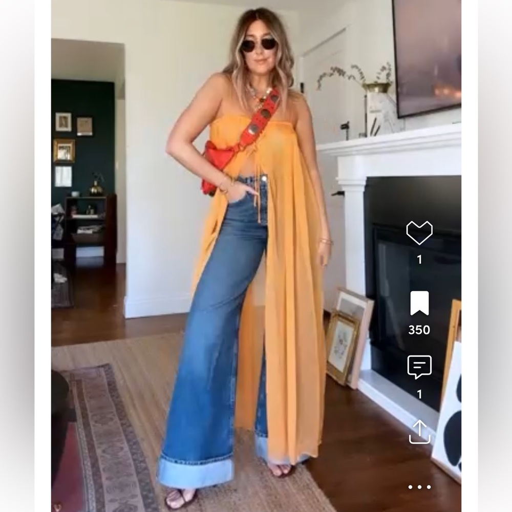 Sunday in Brooklyn Sheer Longline Cami in Orange - O/S - Picture 12 of 13